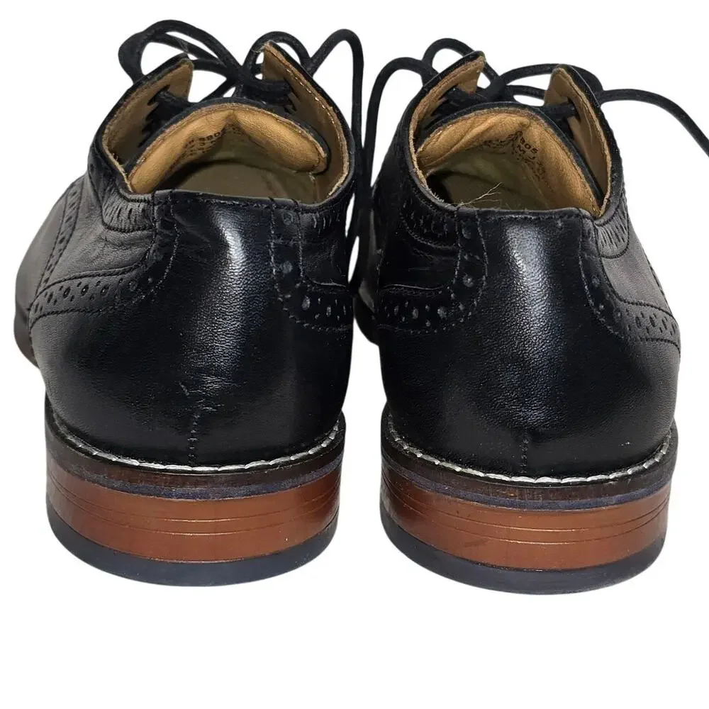 Johnston & Murphy Boys 3M Black Leather Cap Toe Oxford Dress Shoes J22